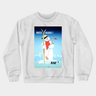 Vintage Travel Poster New Zealand Winter Holidays Fly NAC Crewneck Sweatshirt